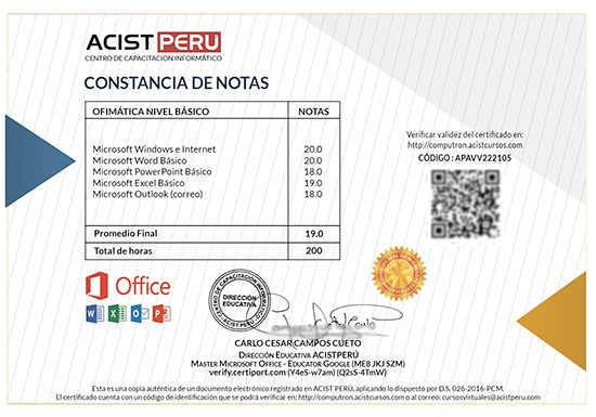 Obtener certificado de ofimática básica de manera inmediata